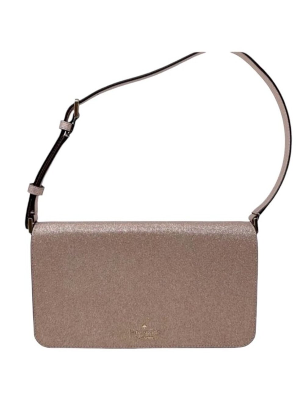 Kate Spade KE595 Tinsel Rose Gold Glitter Flap Shoulder Bag NWT $329